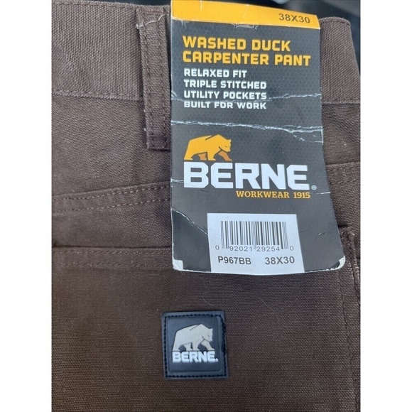 Berne Pants Washed Duck Carpenter Pant Relaxed Fit Utility pockets 38x30 New - Picture 4 of 9